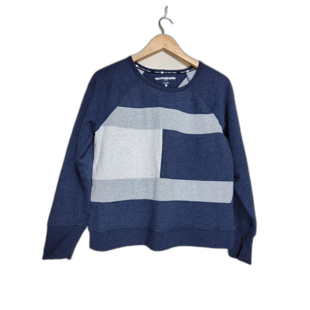 Tommy Hilfiger Sport Pullover Blue Colorblock Women's Sweatshirt - M - Picture 1 of 6